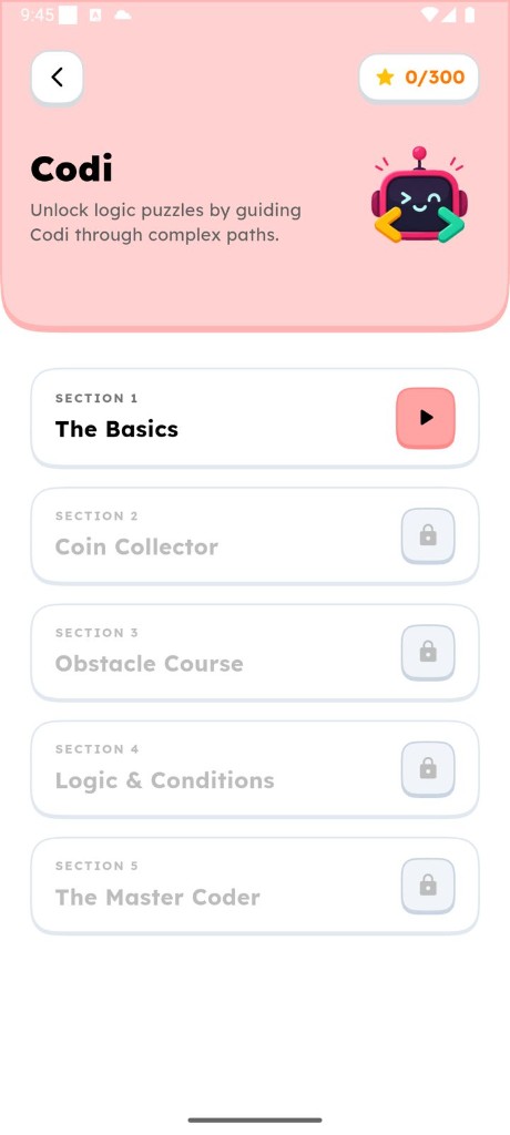 Codi learning path with The Basics unlocked and later sections locked